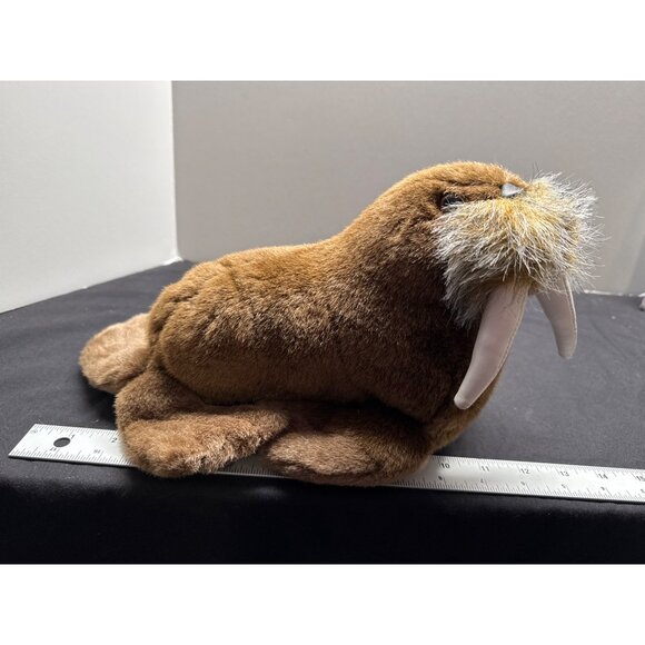 Plush Walrus Stuffed Animal Toy 13" Realistic Design Soft Huggable Brown & White - Picture 2 of 9